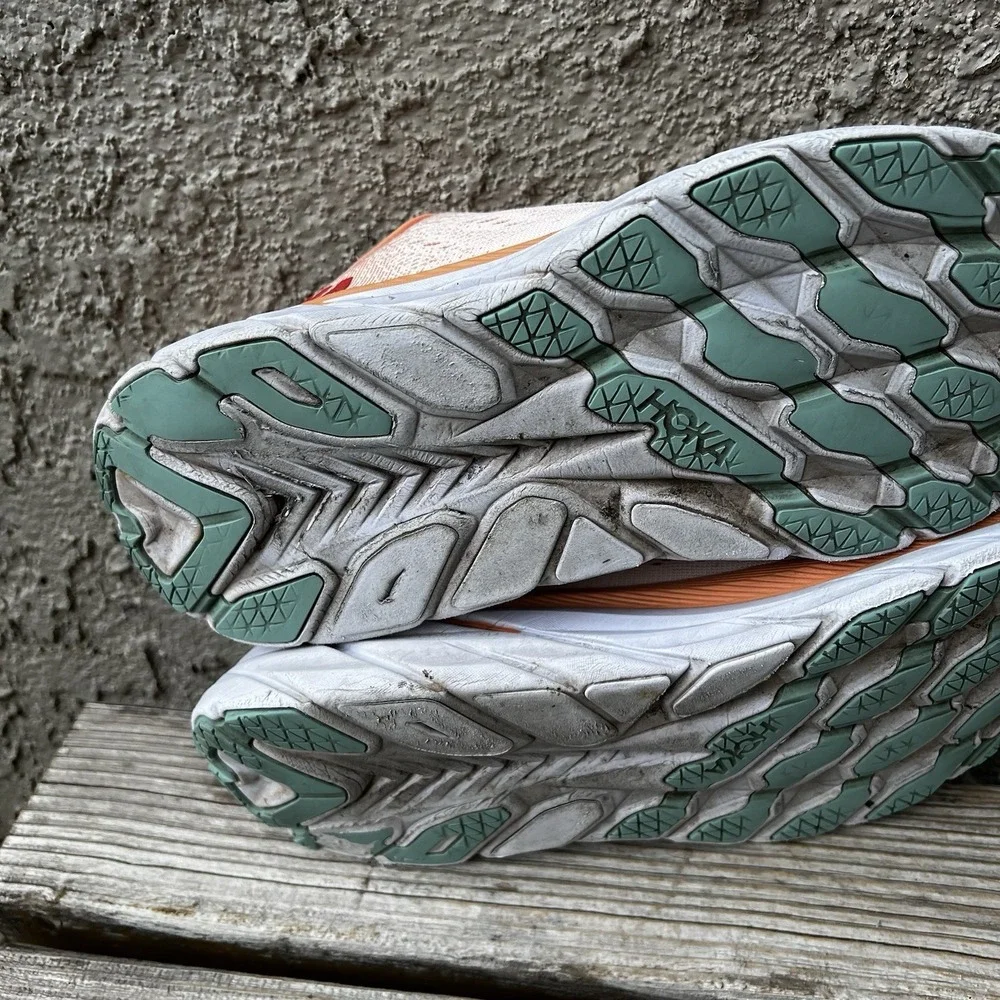 Hoka One One Shoes Women Size 9.5 Clifton 8 Running 7 Orange Road Sneakers